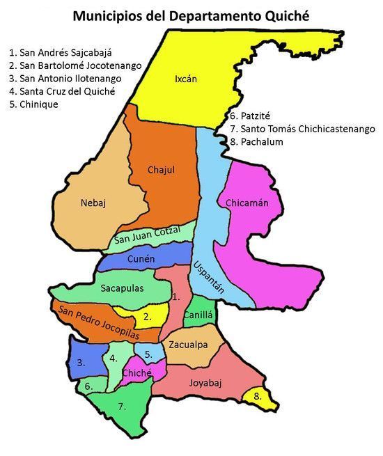 Mapa municipios de Quiché