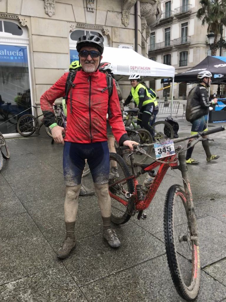 Xoán Pombo al final de su participación en A Gran BIkedada 2020